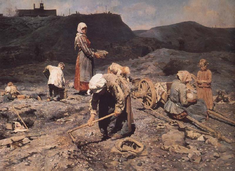 Nikolai Kasatkin Poor People Collecting Coal in an Abandoned Pit France oil painting art